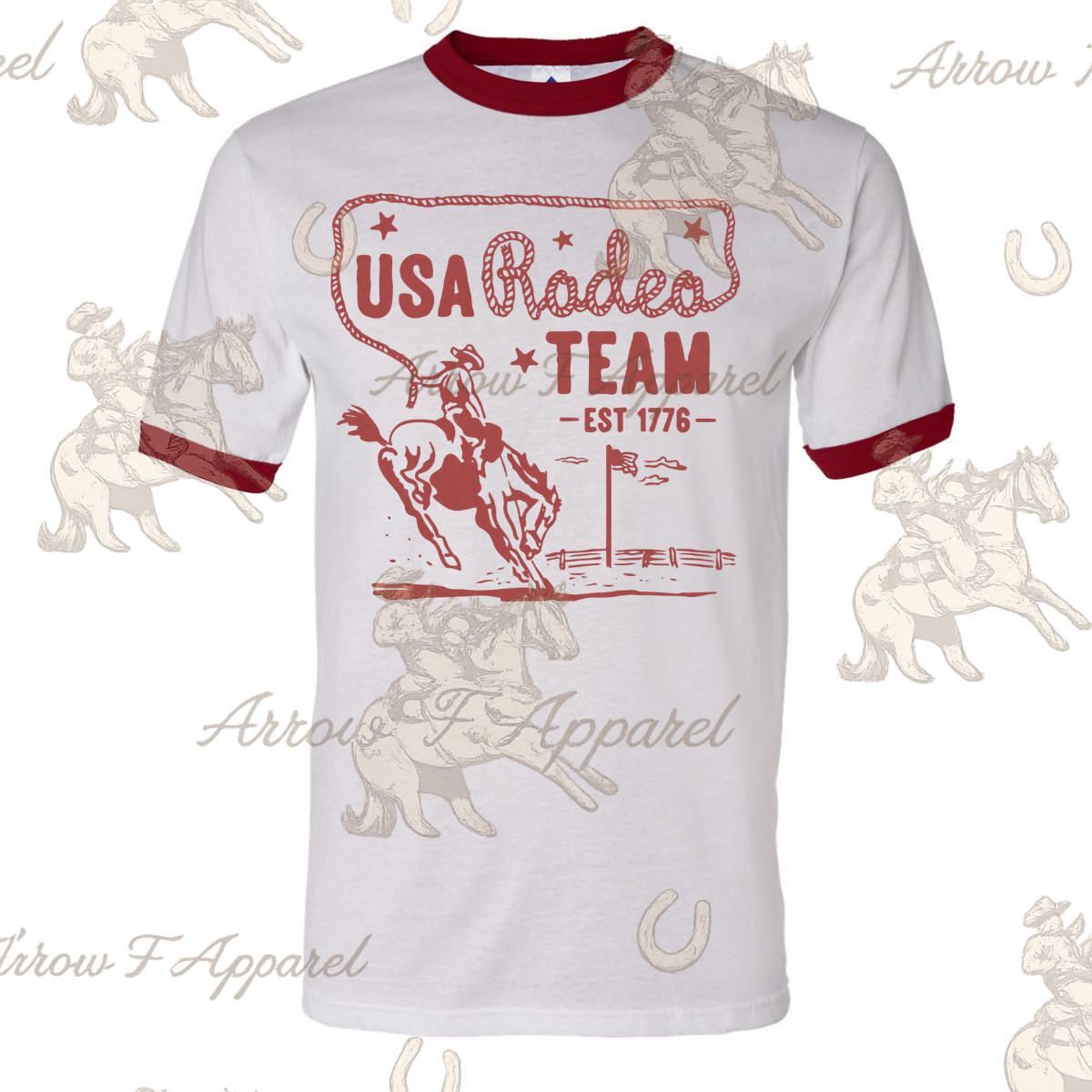 USA Rodeo Team| Western Graphic Ringer Tee