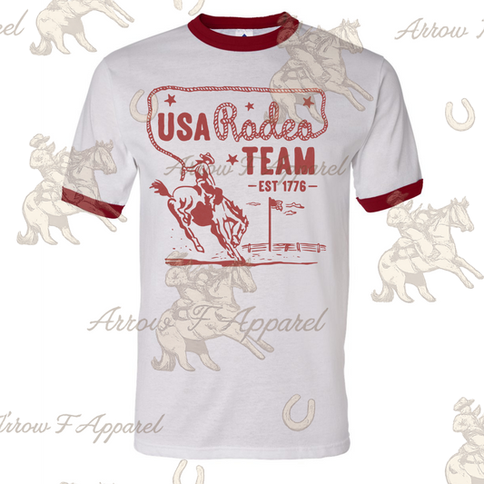 USA Rodeo Team| Western Graphic Ringer Tee