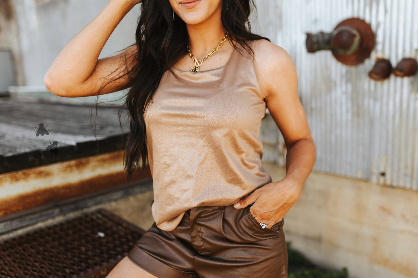 Luxe Square Neck Tank- Sand