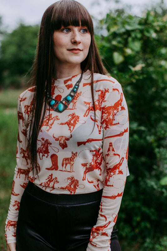 Cowboys & Indians LS Mesh Top