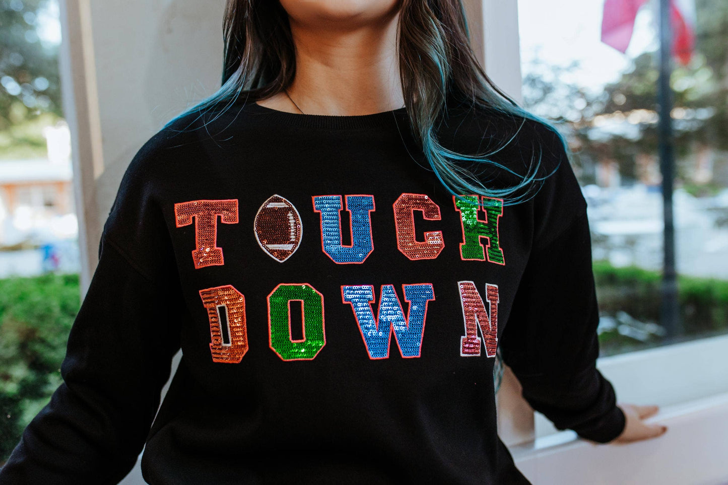 Touch Down Sequin Embrodierey Sweatshirt