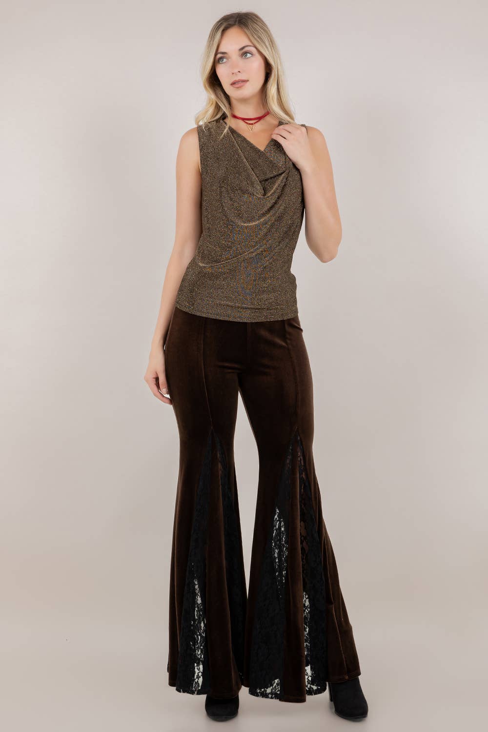 Black Beauty Bell Bottoms with Lace In-lay