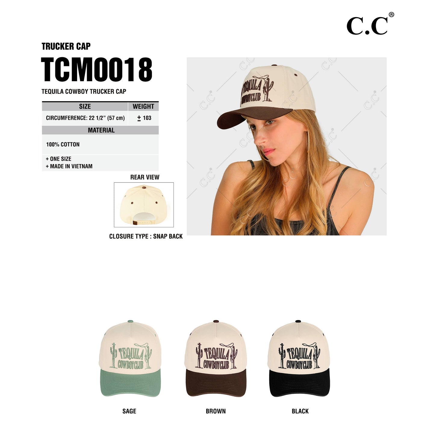 TEQUILA COWBOY CLUB Cotton Trucker Hat