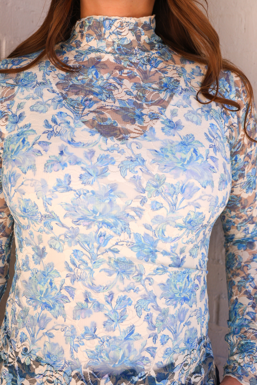 Southern Belle Lace Top- Blue Romance