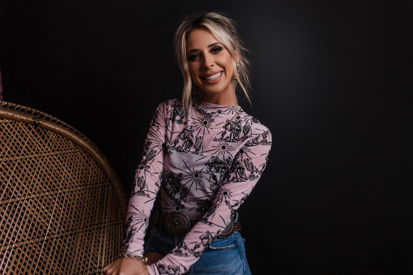 Sunshine Printed Mesh Top