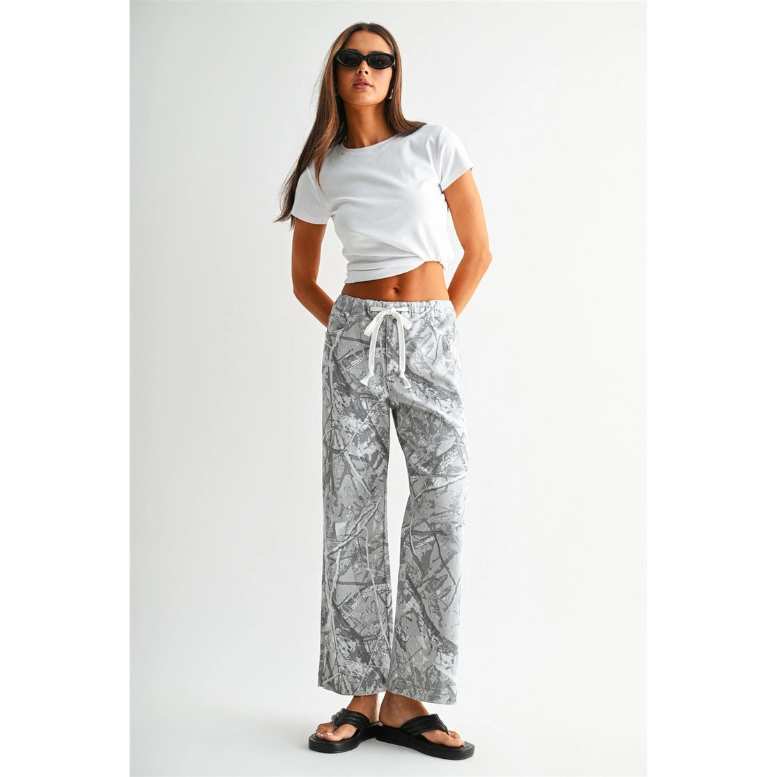 Snow camo denim joggers