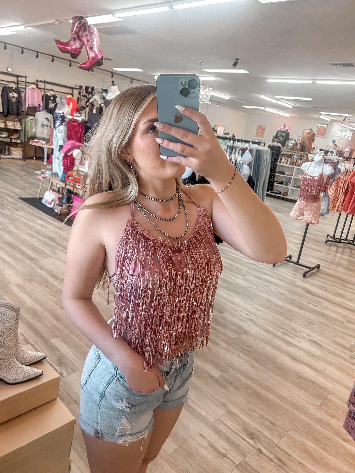 Pink Festival Fringe Top