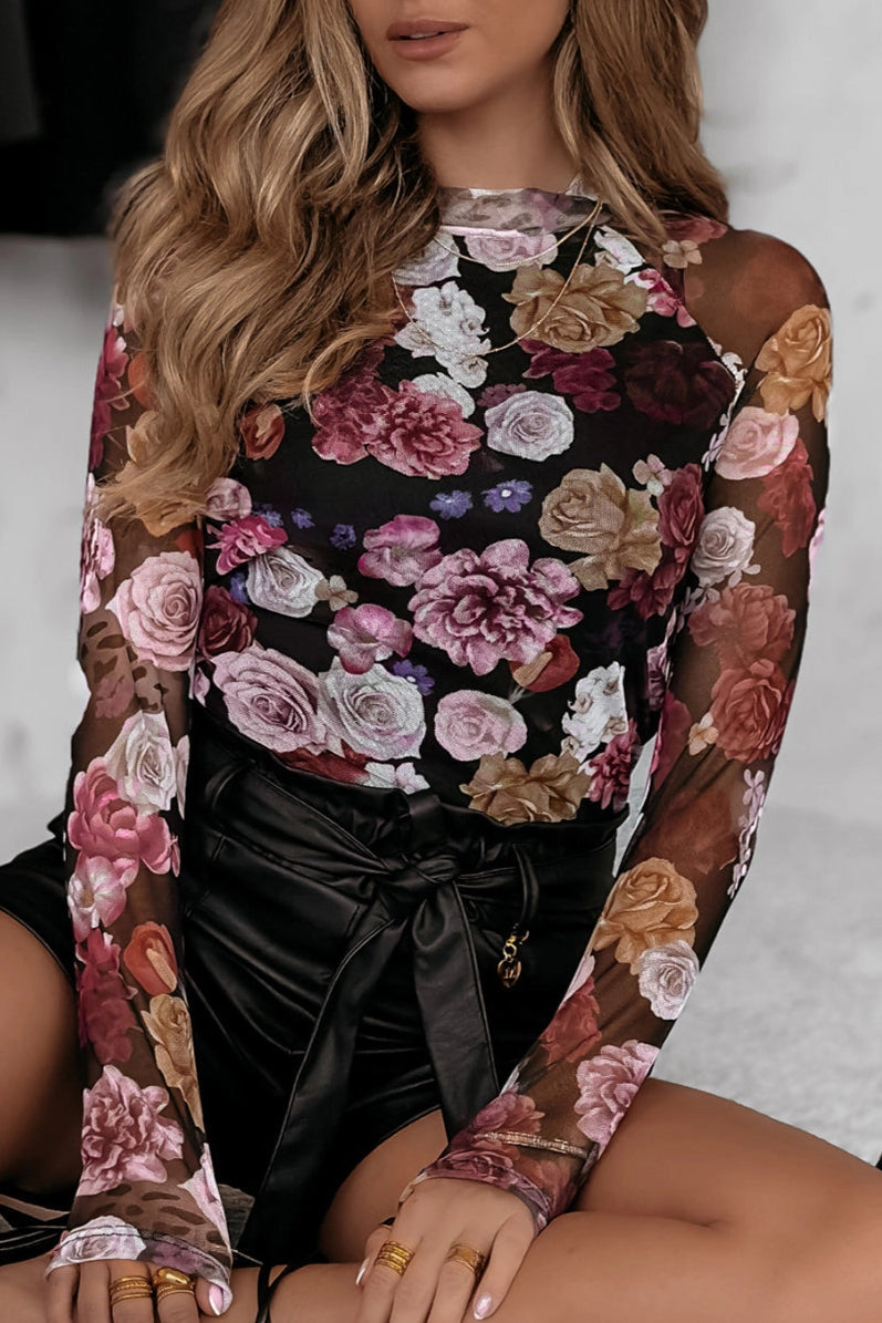 Floral Mesh Top-Lined