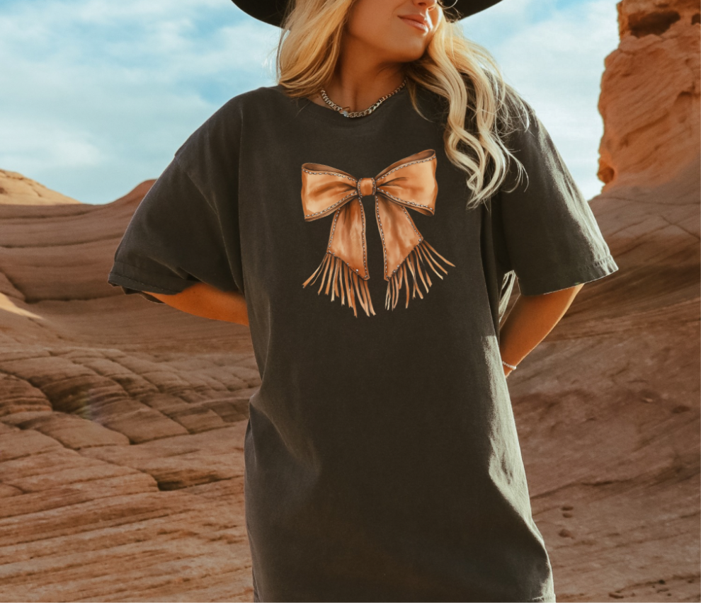 Leather Bow T Shirt Dress