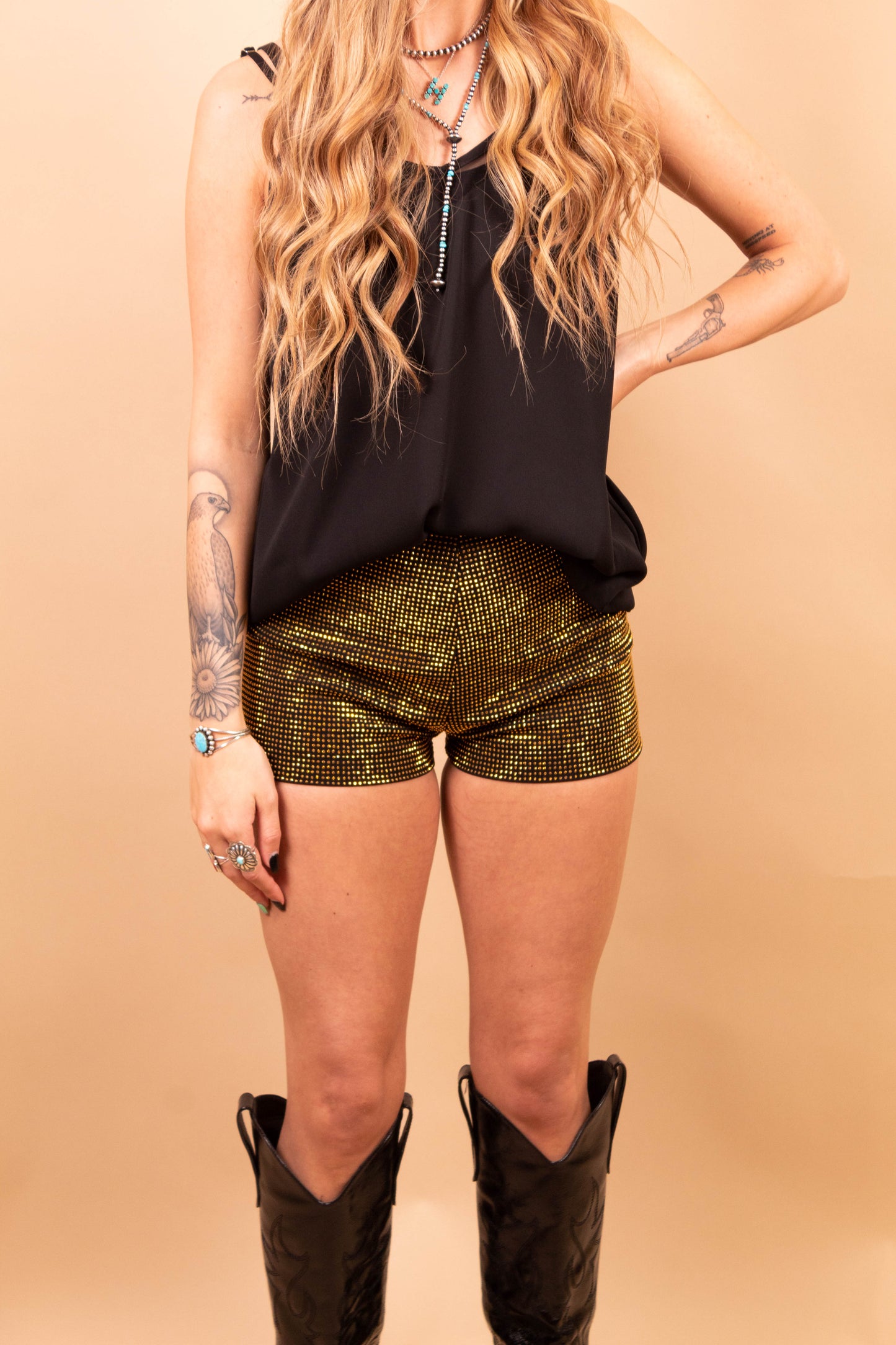 Golden Hour Rhinestone Queen Shorts