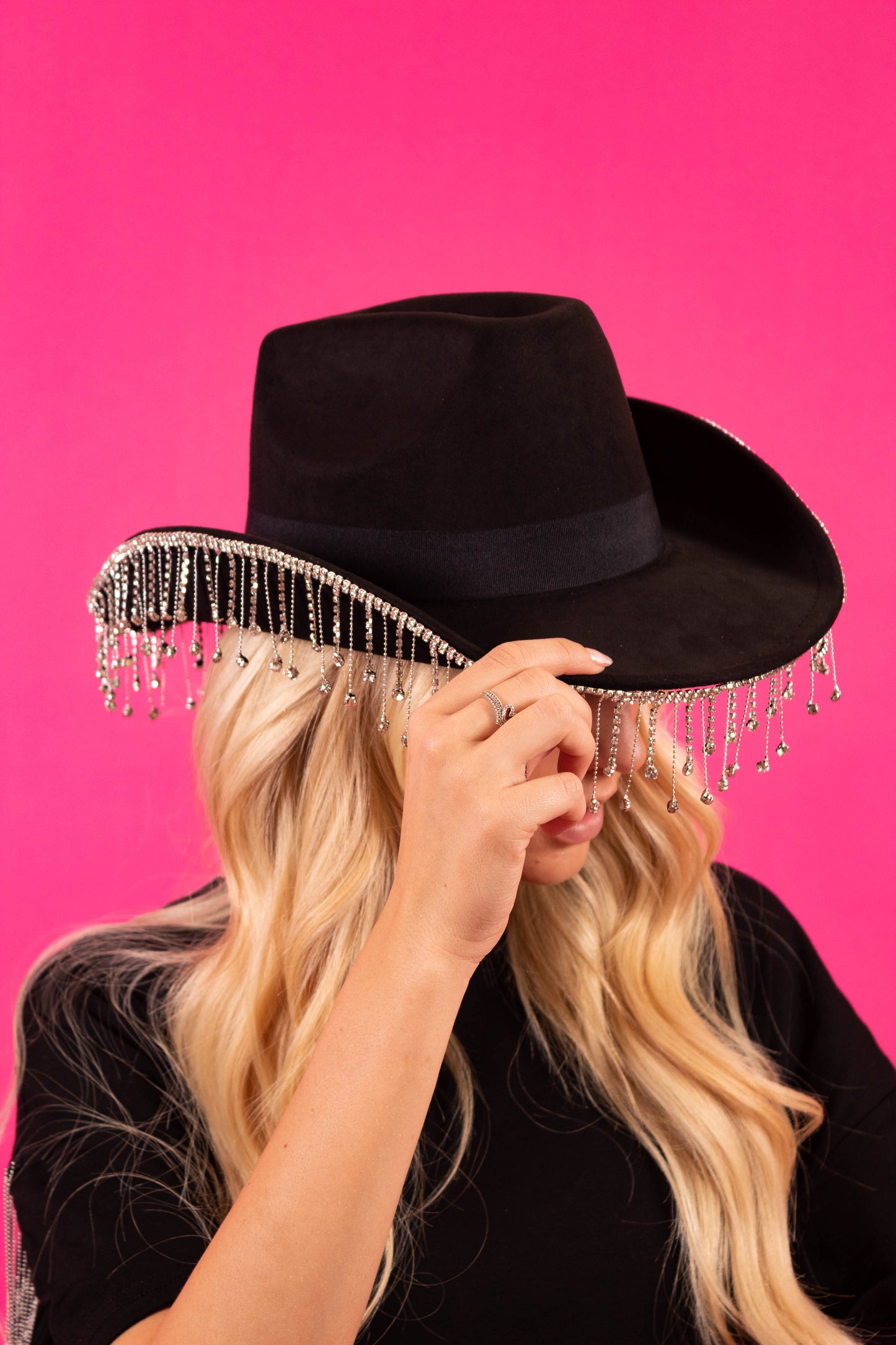 Midnight Rhinestone Drippin Cowgirl Hat