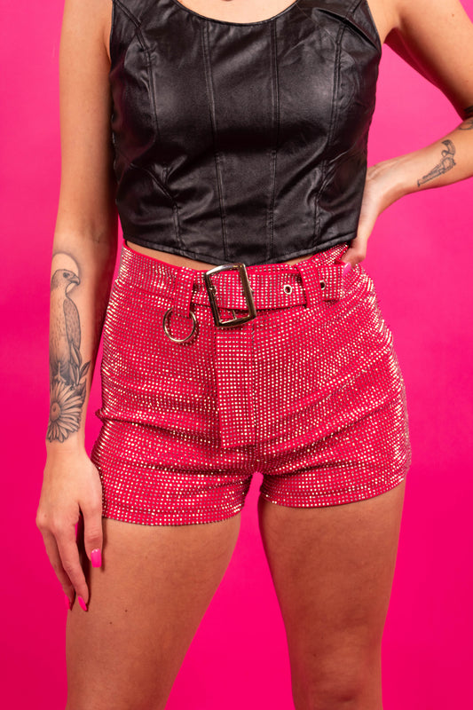 Showtime Fuchsia Stud Shorts