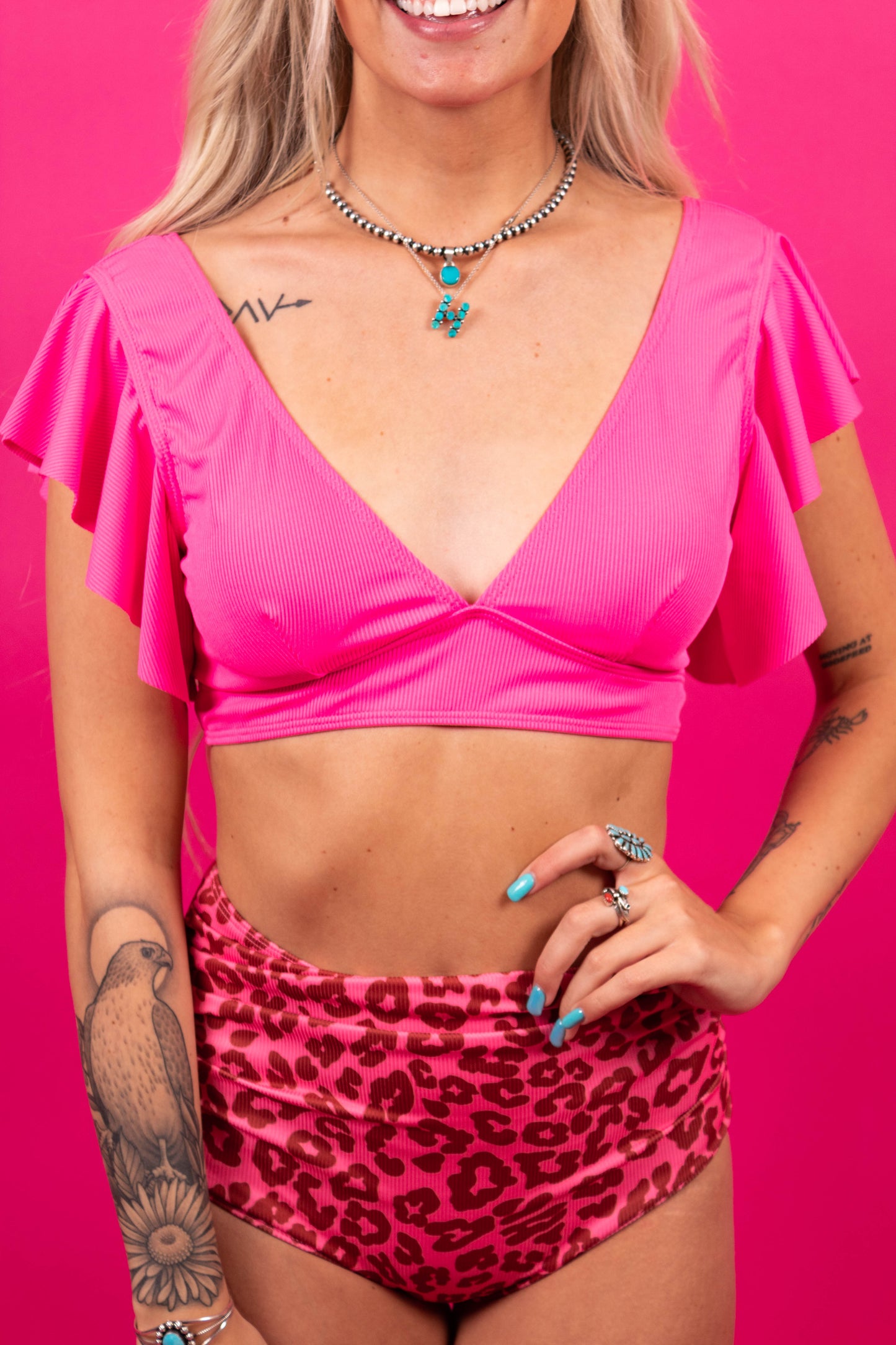 Pink Leopard 2 Piece Swimsuit