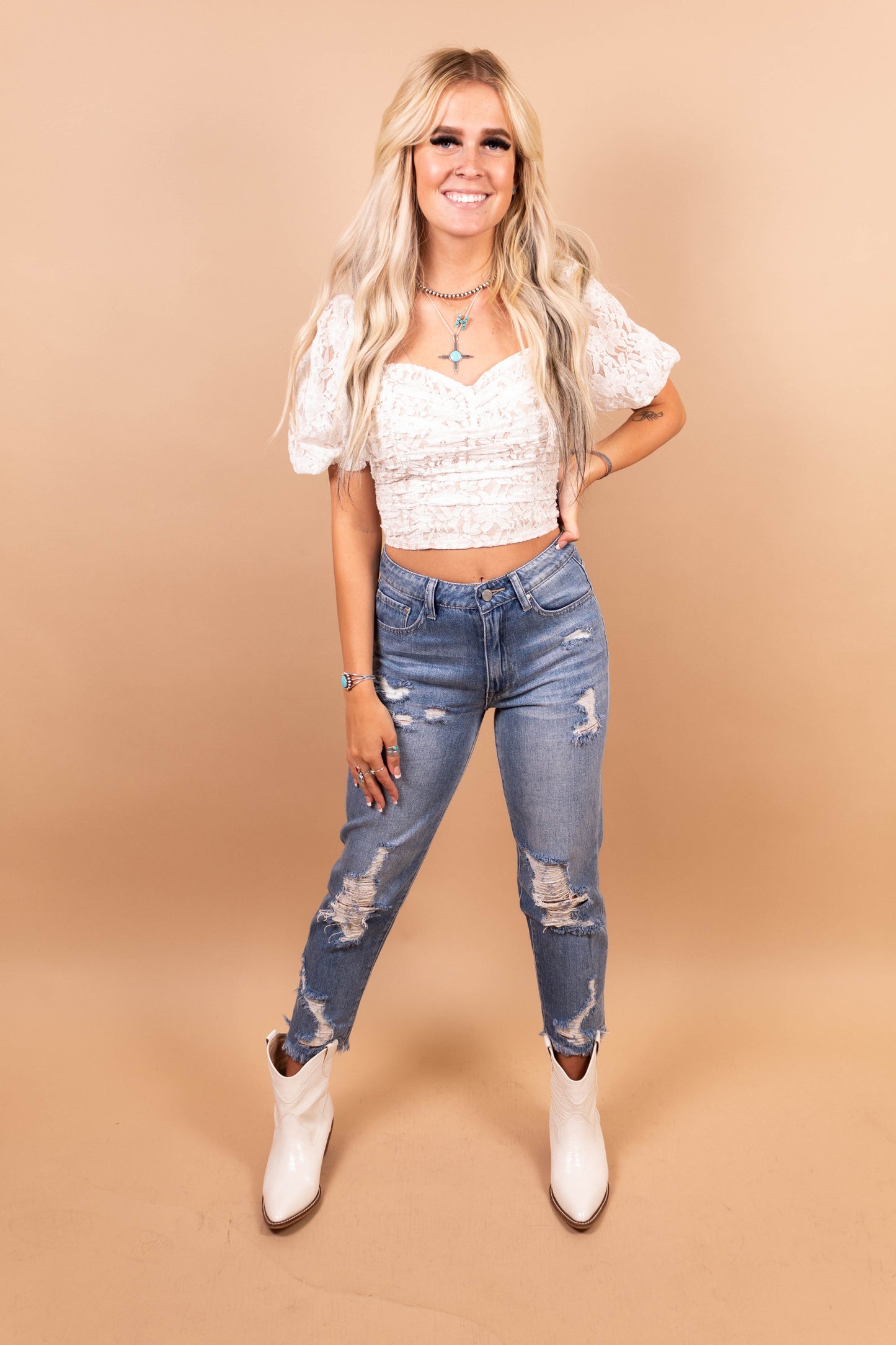 Whiskey Glasses Denim Mom Jeans