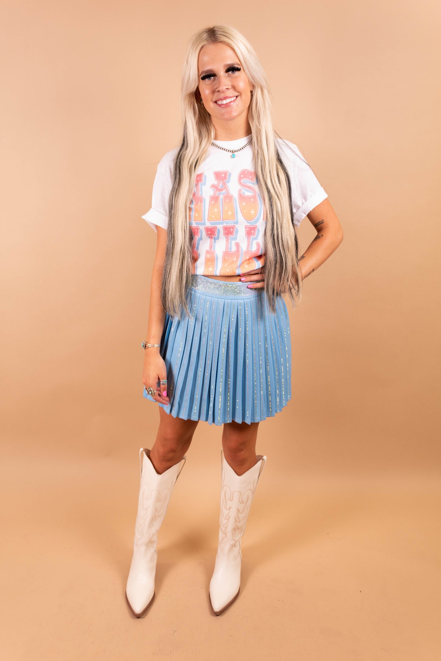 Baby Blue Diva Pleated Skort