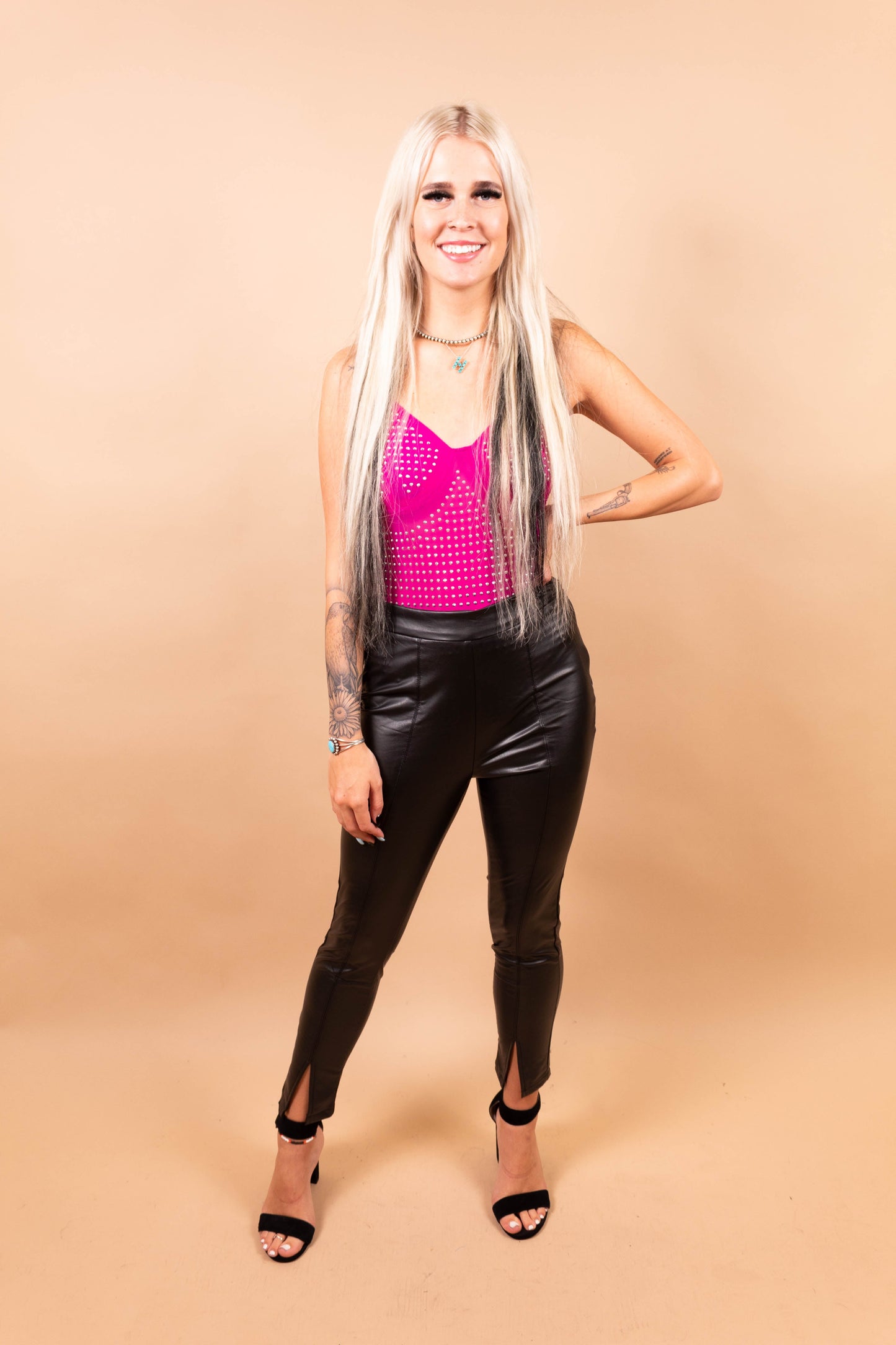 Miranda Fuchsia Rhinestone Bodysuit