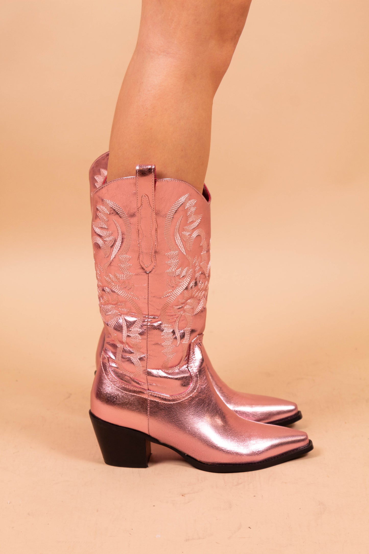 Hey Cowgirl Metallic Pink Cowboy Boots