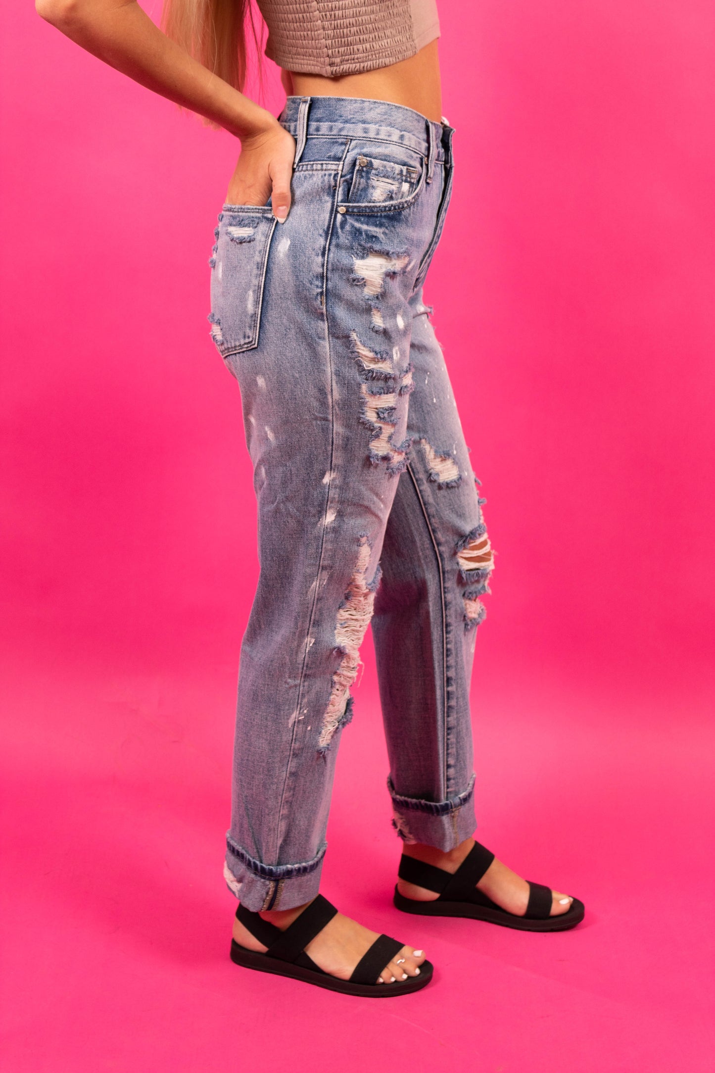 Boyfriend Splatter Denim Jeans