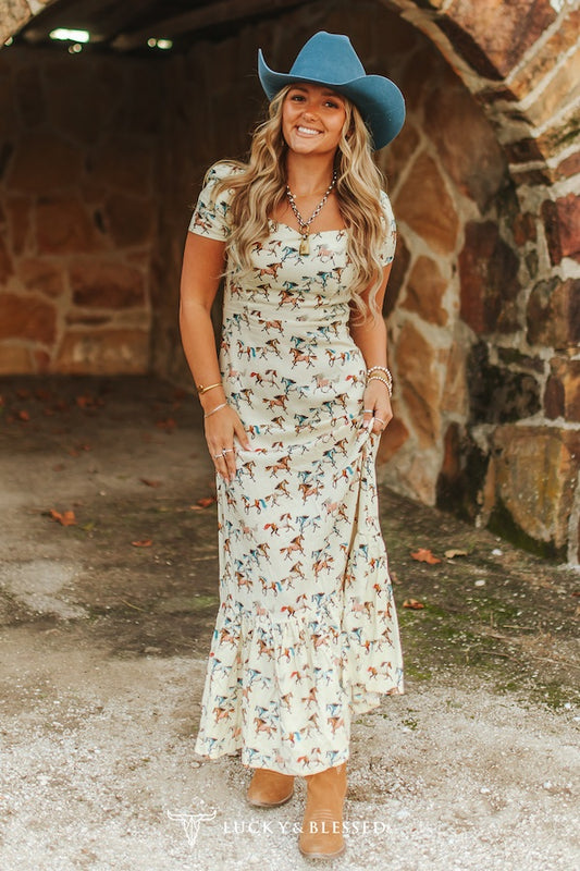 Running Horses Maxi Dress