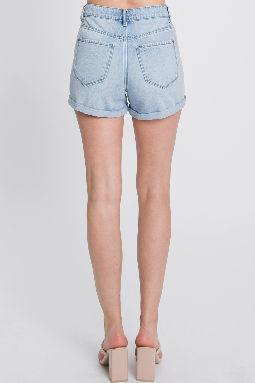 Backroad Light Wash Denim Shorts