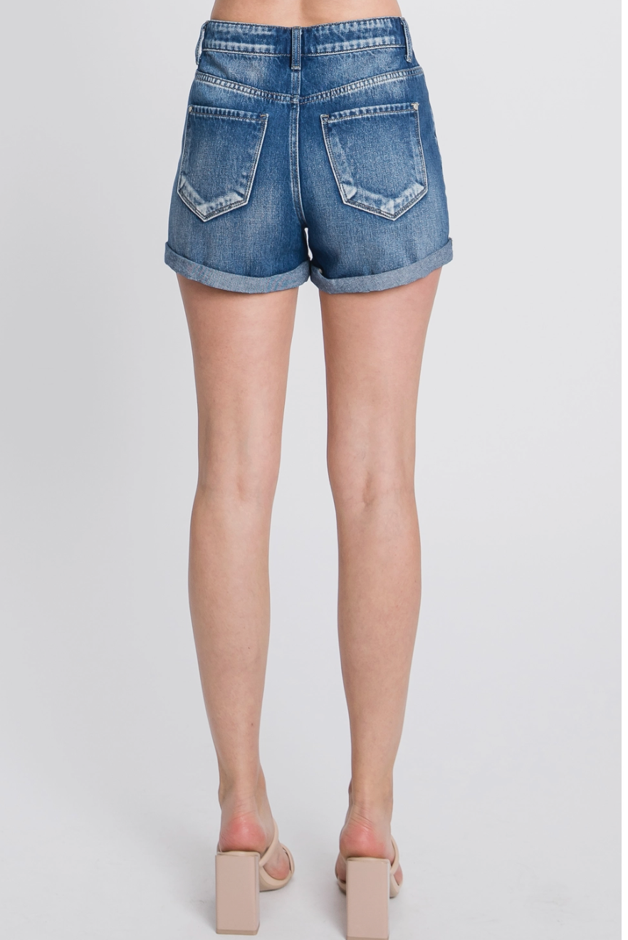 Back Woods Med Wash Denim Shorts