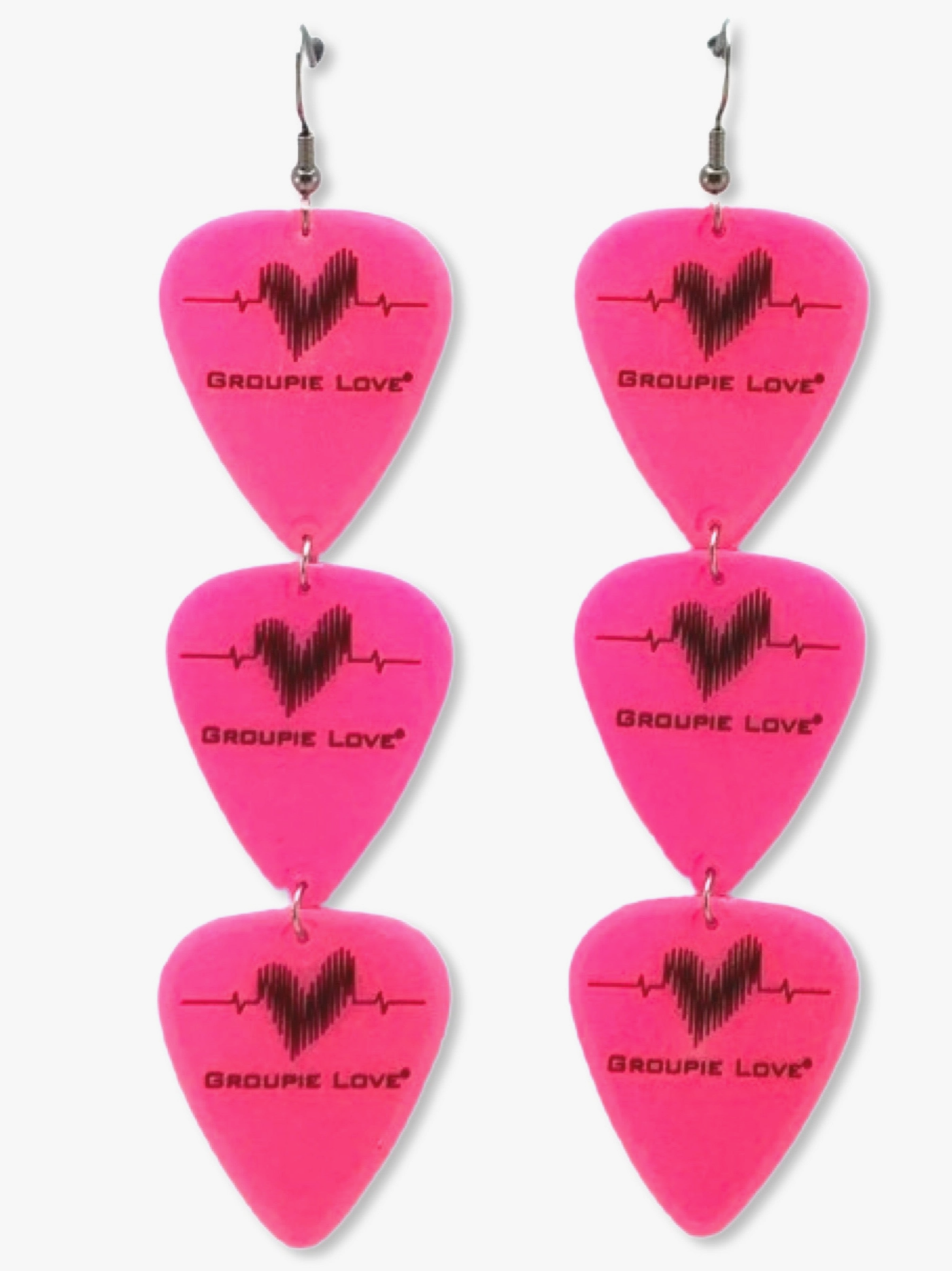 Triple Pink Groupie Love Earrings