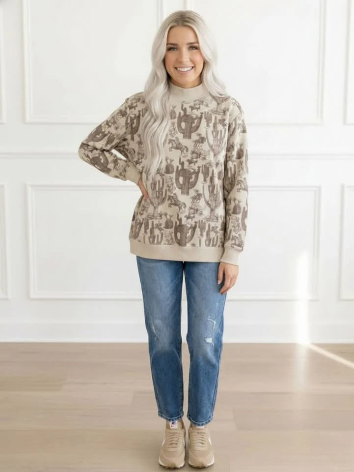Western Mock Neck Sweatshirt