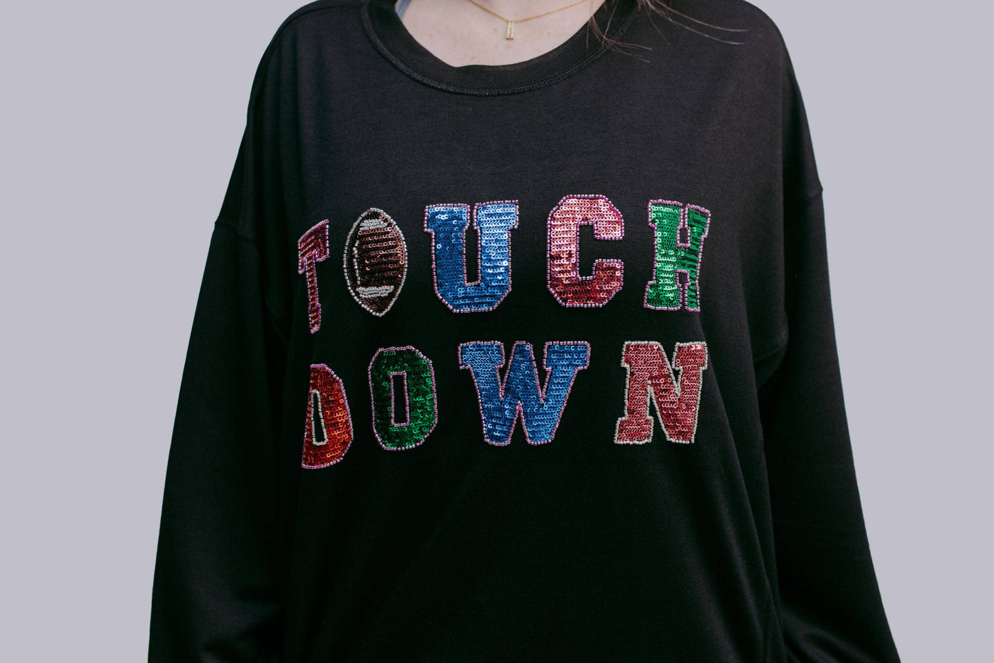 Touch Down Sequin Embrodierey Sweatshirt