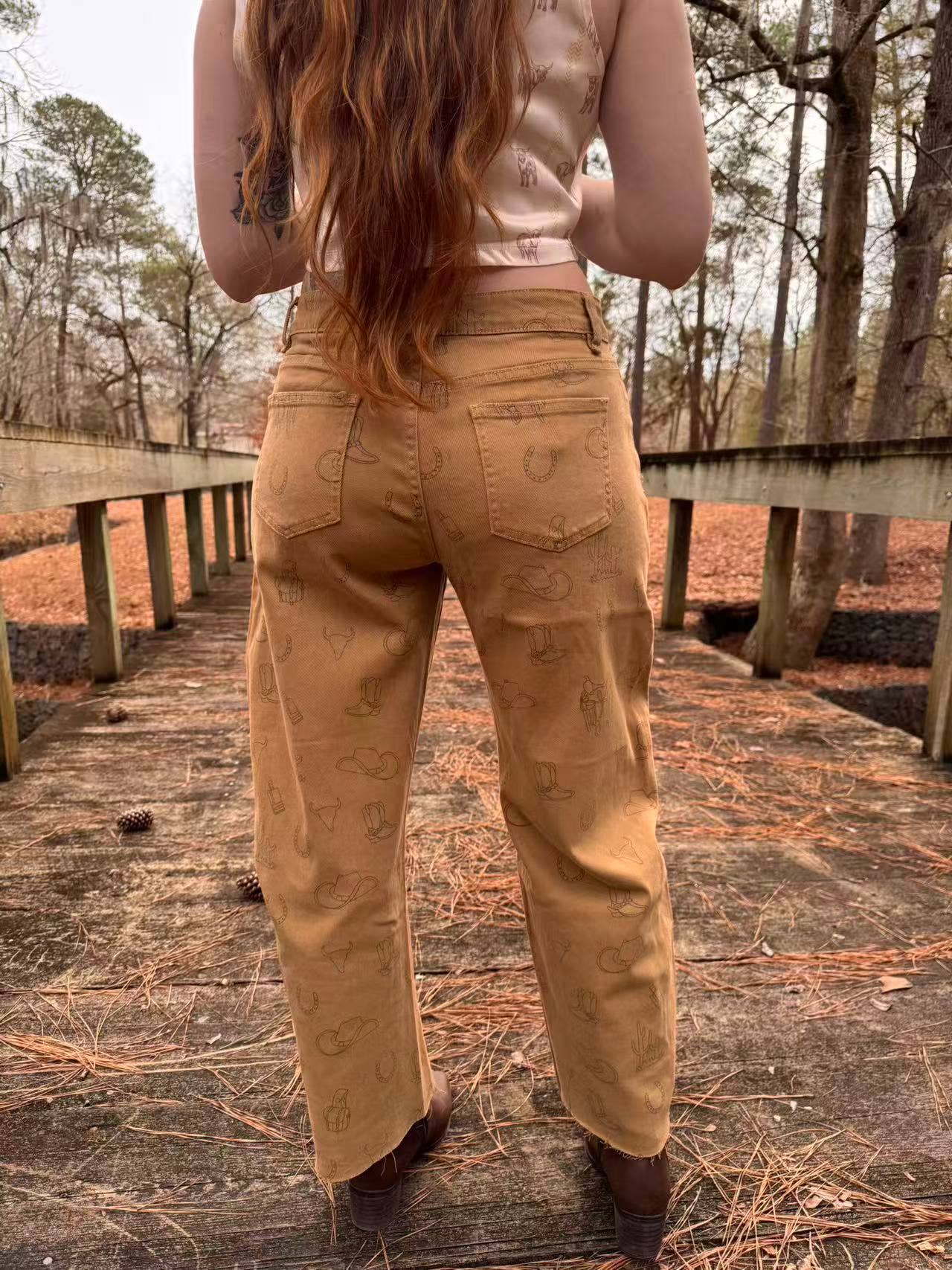 Western Saddle Print Trousers