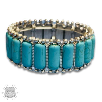 Western rectangle stone bracelet: Copper