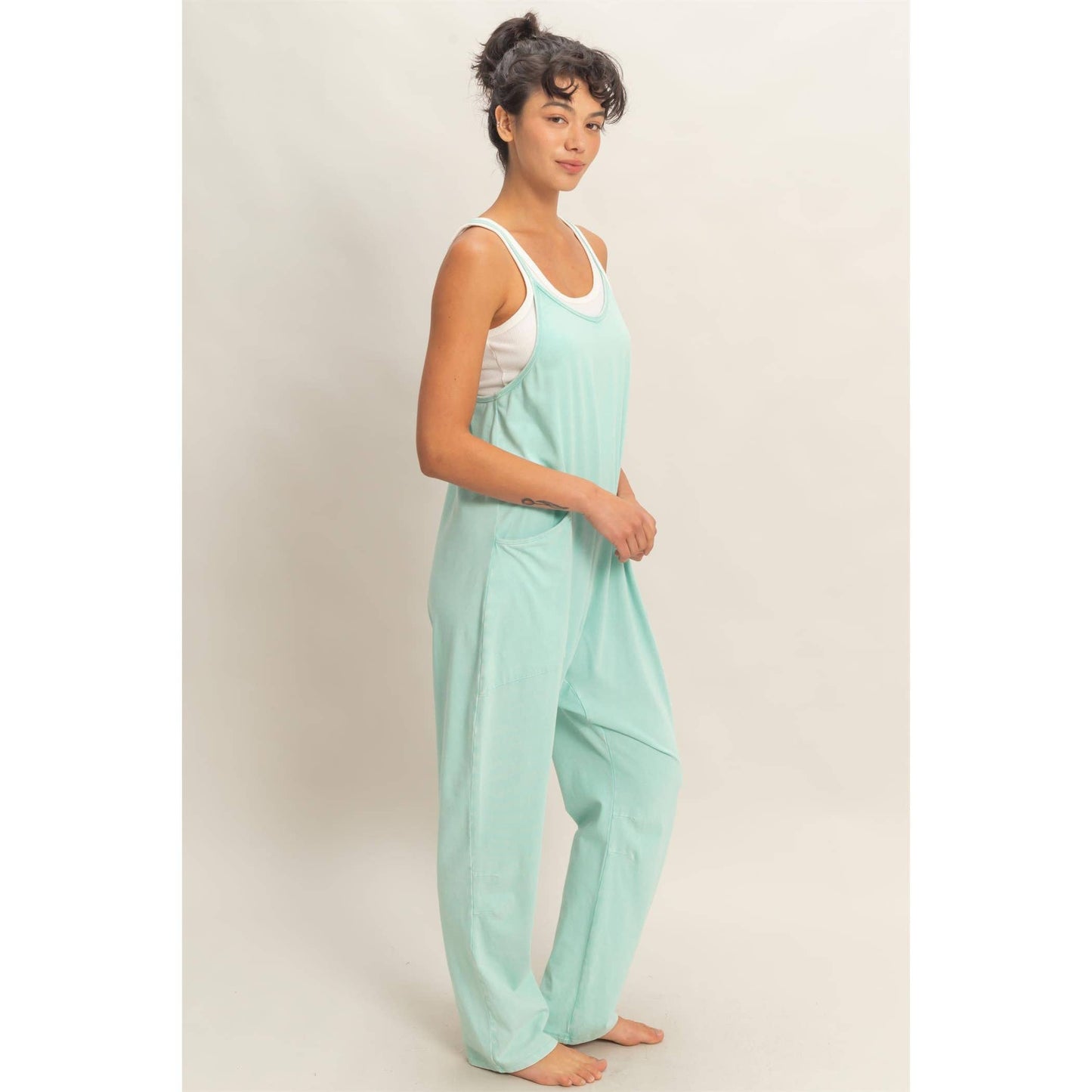 Mineral Wash Spaghetti Strap Jumpsuit