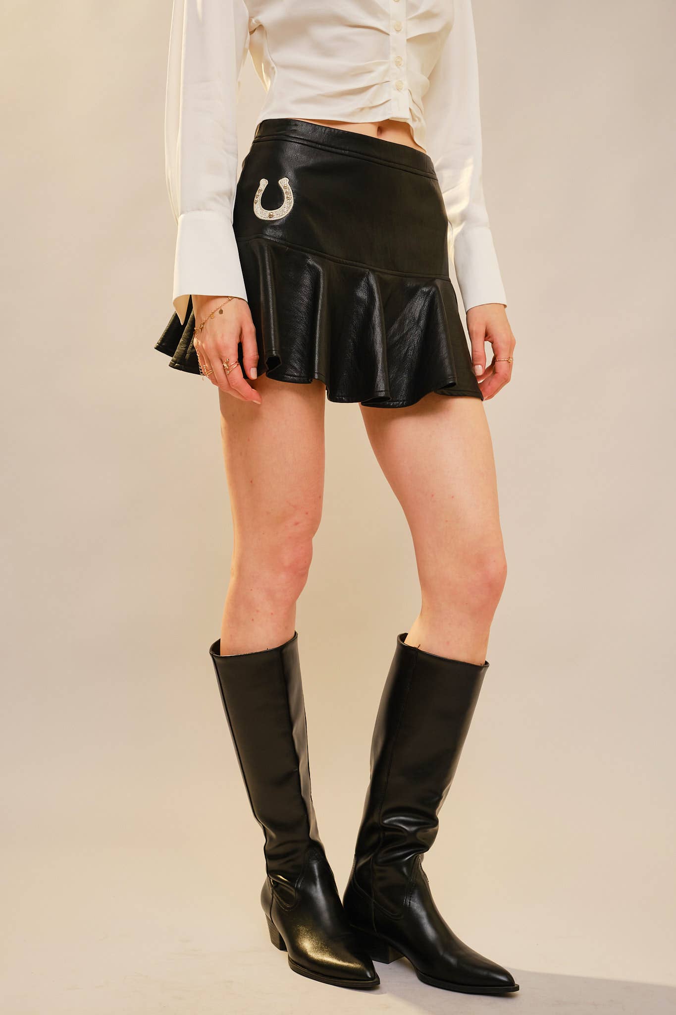 Western Embroidery Flared Mini Skirt