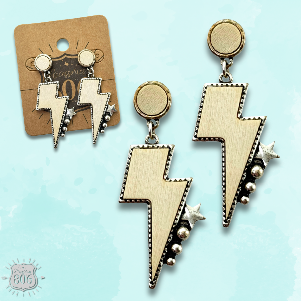 Thunder bolt earring: White