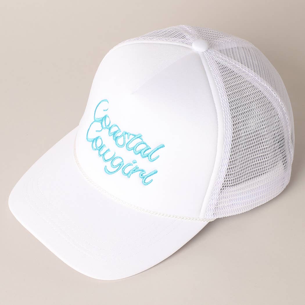 Costal Cowgirl Embroidered Trucker Hat: NEON GREEN