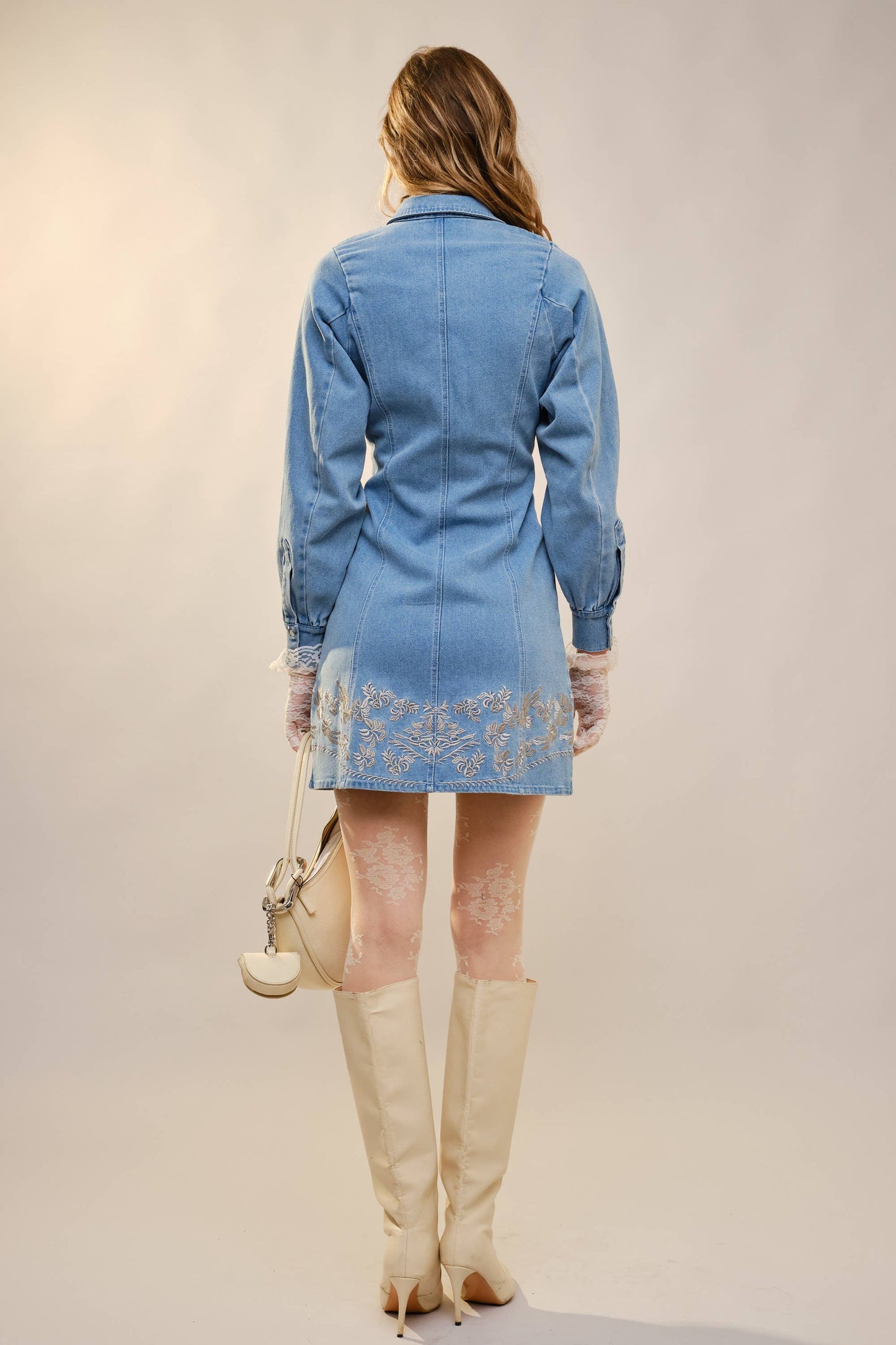 Western Embroidery Front Tie Dress