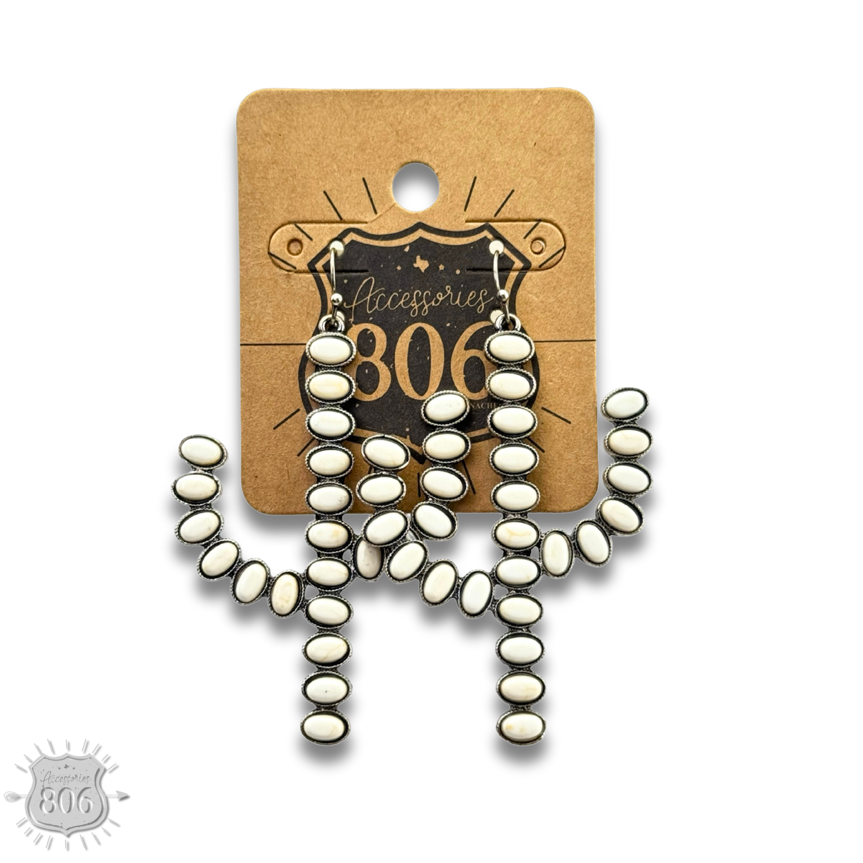 Stone cactus earring: White