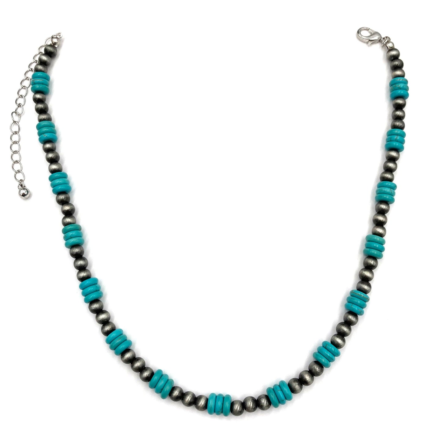Navajo Beads Turquoise Stone Collar Necklace: Turquoise