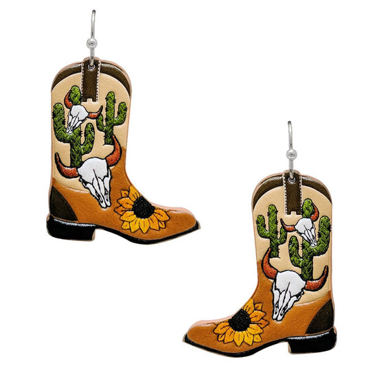 Boots and Bull Sunflower Earrings