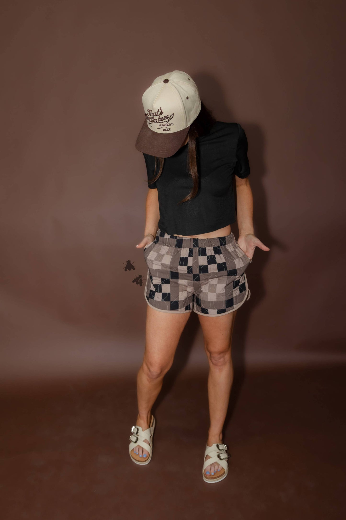 Neutral Patchwork Quilted Shorts