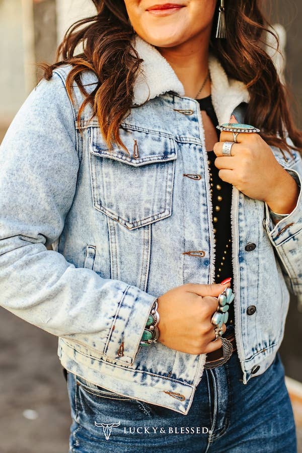 Stone Wash Sherpa Lined Denim Jacket
