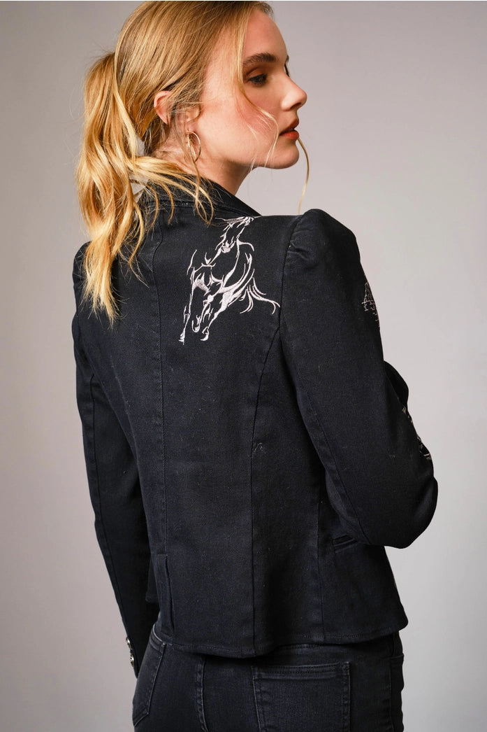Black Denim Western Blazer