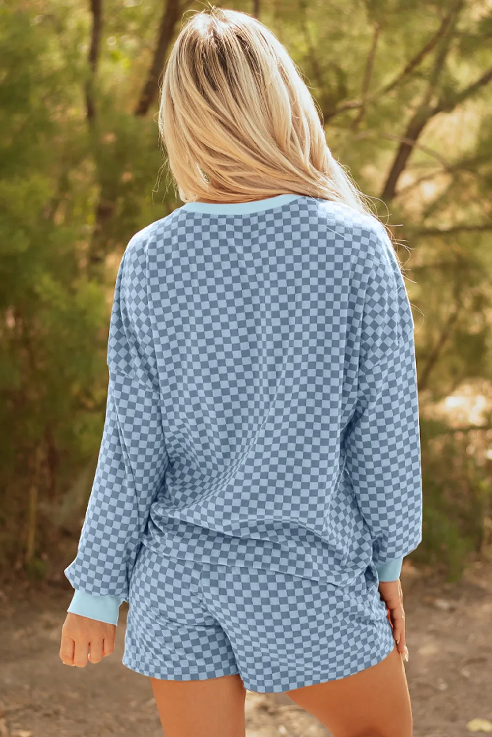 Blue Checkered Lounge Set
