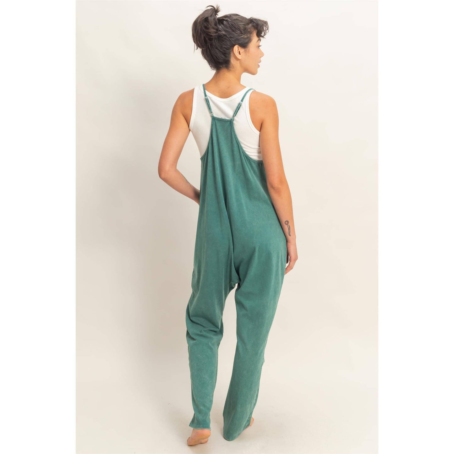 Mineral Wash Spaghetti Strap Jumpsuit