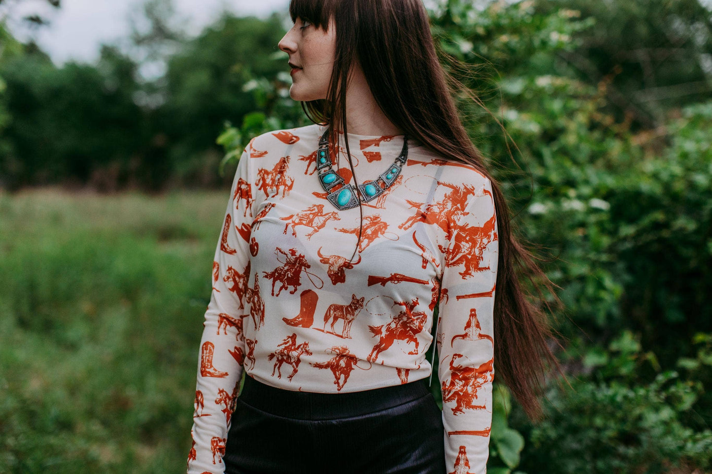 Cowboys & Indians LS Mesh Top