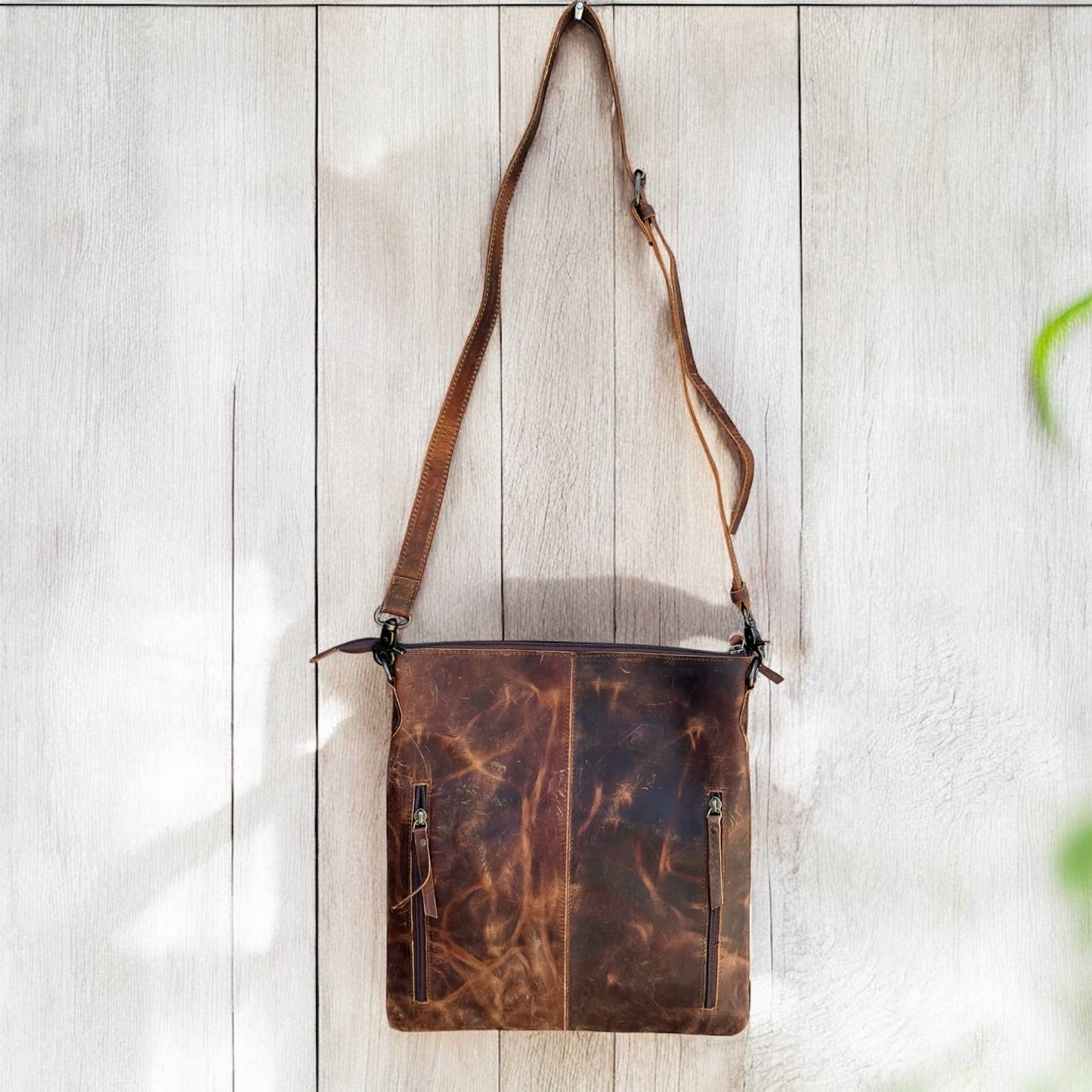 Deer print cowhide crossbody bag 