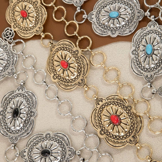 Colored Small Stone Concho Belt