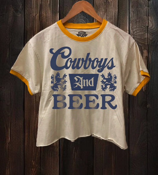 Cowboys and Beer Ring Crop Tee