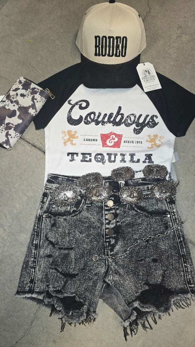 Cowboys & Tequila Baby Doll Tee