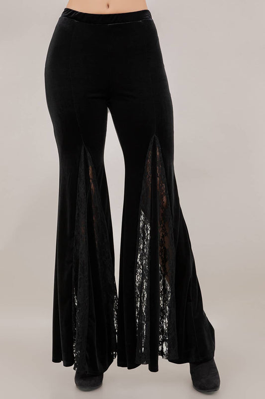 Black Beauty Bell Bottoms with Lace In-lay