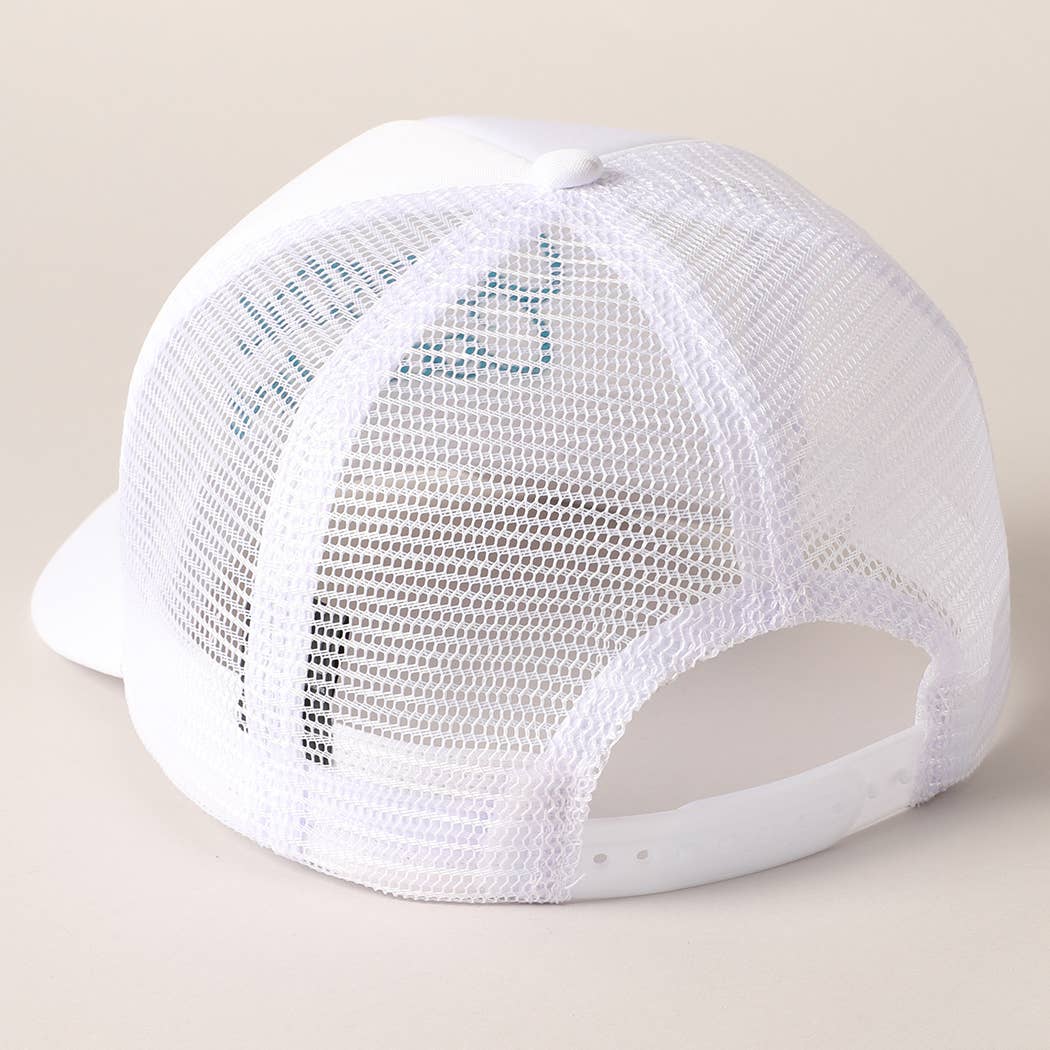Costal Cowgirl Embroidered Trucker Hat: NEON GREEN